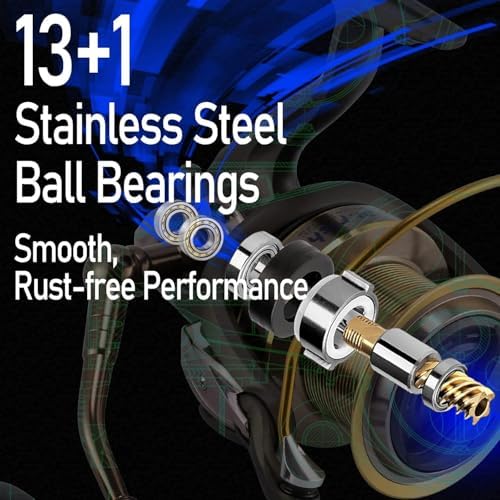 Dr.Fish Long Shot Spinning Reel, 10000/12000 Saltwater Surf Fishing Reel, 13+1 BBS, 48LB Max Drag, Ultra High Capacity, Heavy Duty Long Cast Offshore Trolling Surf Casting - Image 2