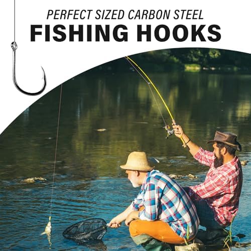 50PCS Sharp Barbed Fishing Hooks, High-Carbon Steel Ultra-Strong, Single Size with Hole for Easy Tying, Secure Portable Box Included – Ideal for Bank Fishing, Lure Fishing & All Conditions - Image 6
