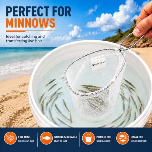 BasicGear Minnow Dip Net, 12 in, Micro Mesh for Bait Bucket - Image 4