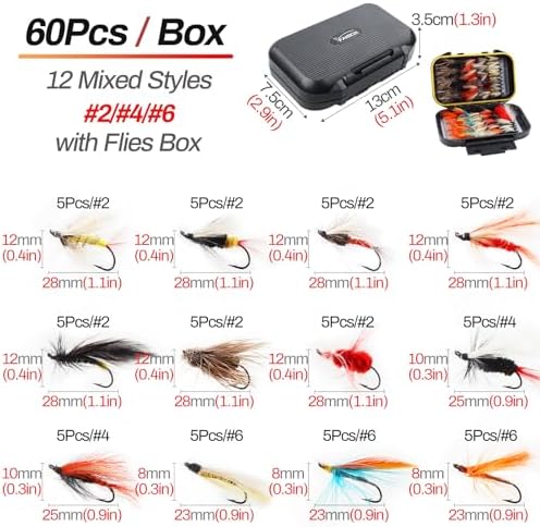 Fly Fishing Flies Assortment Kit Dry Wet Nyphms Tenkara Popper Streamer Woolly Bugger for Trout Bass Salmon Steelhead with Fly Box - Image 2