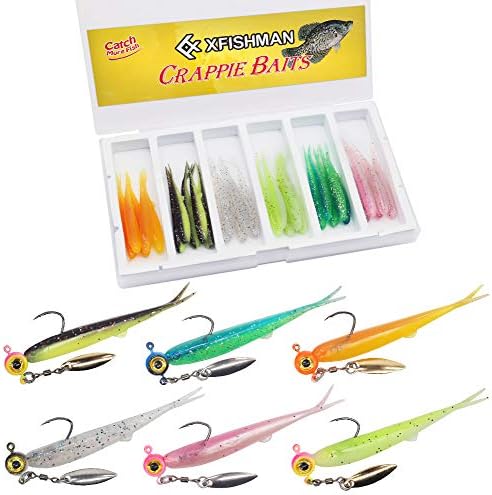 Crappie-Baits- Plastics-Jig-Heads-Kit-Shad-Minnow-Fishing-Lures-for Crappie-Panfish-Bluegill-40 &135 Piece Kit by XFISHMAN
