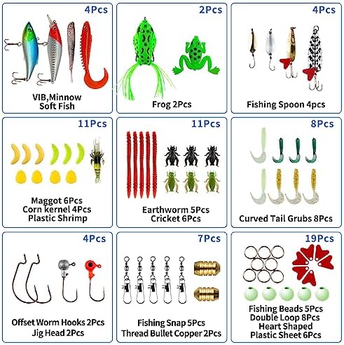 GOANDO Fishing Lures Kit for Freshwater Bait Tackle Kit for Bass Trout Salmon Fishing Accessories Tackle Box Including Spoon Lures Soft Plastic Worms Fishing Gifts - Image 2