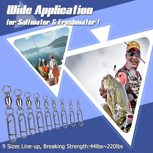 Atibin Snap Connector Fishing Swivels Stainless Bearing Ball Snap Swivels Steel Quick Change Fishing Clips Swivel Black Nickel - Image 5