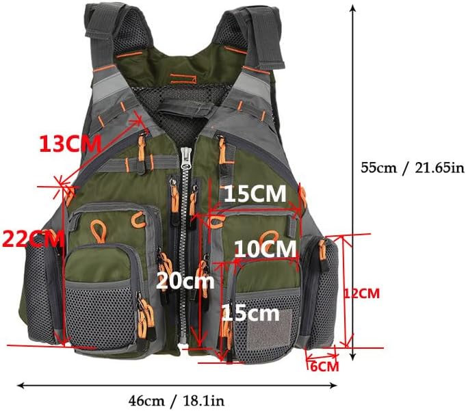 JKSPORTS Fly Fishing Vest - Fishing Safety Life Jacket for Swimming, Sailing, Boating, Kayak - Floating Multifunction Breathable Backpack for Men and Women - Adjustable, Grey/Green/Red/Blue - Image 4