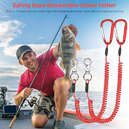 Woanger Coiled Lanyard for Tools Steel Wire Retractable,Red - Image 7