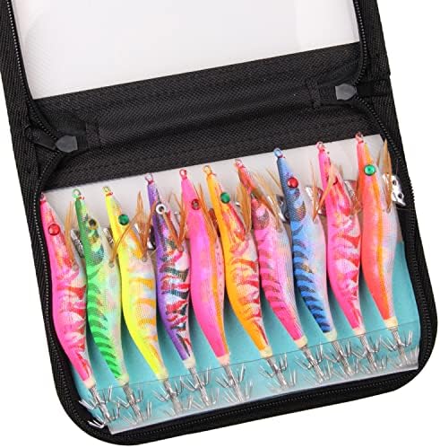 Squid Jig Saltwater Glow Squid Lures, 10pcs Luminous Cuttlefish Sleeve Fishing Jigs Shrimp Prawn Lures Atrificial 3D Fluorescent Squid Jigs Hard Night Fishing Bait Octopus Lure by AGOOL