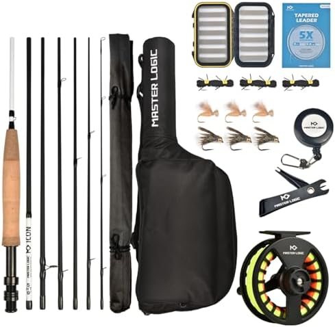 Fly Fishing Combo Starter Kit, Graphite Rod and Reel with Case by MASTERLOGIC