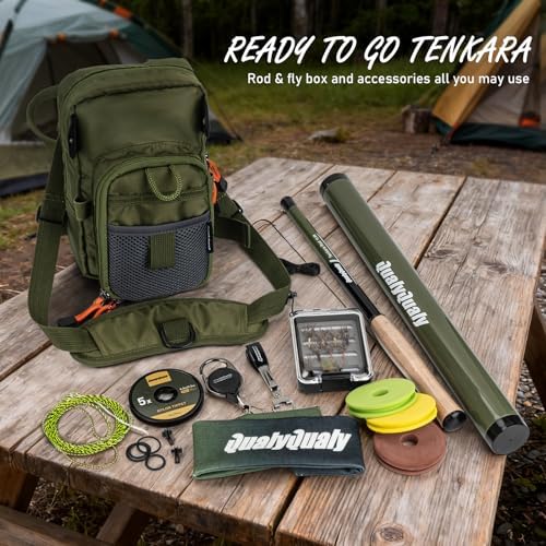 QualyQualy Tenkara Fly Rod Combo Beginner Kit, Tenkara Fishing Rod in 8.7ft/10.6ft/11.6ft 24T Fly Fishing Kit with Telescopic Fly Rod Flies Tippet and Fishing Chest Bag - Image 5