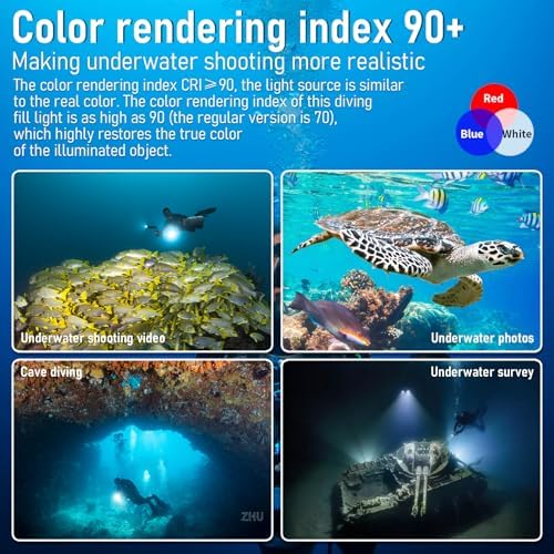 Diving Flashlight, L24 12000Lumens Dive Light,100m Underwater Video Light, Scuba Dive Lights, Underwater flashlights with Type-C Charging for Professional Under Water Sports - Image 4