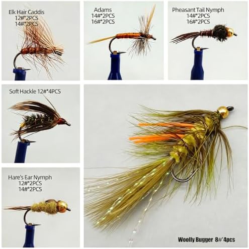 24Pcs Fly Fishing Lures Set, Mixed Dry Nymph Streamer with Storage Box - Image 3