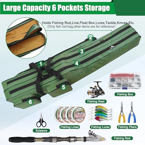 SILANON Fishing Rod Case, Portable Fishing Pole Bag 4.27ft Waterproof Rod Reel Carrier Organizer Large Capacity Tackle Storage Bag Travel Carry Case Gift for Men - Image 4