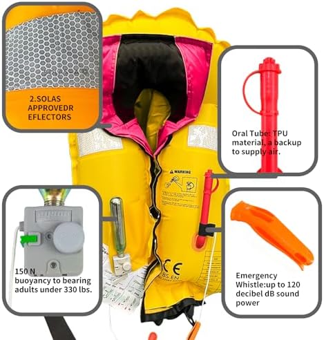 Manual Inflatable Life Jacket|Life Vest for Adults|PFD Low Profile|Supports up to 330 lbs(YSH700) - Image 3