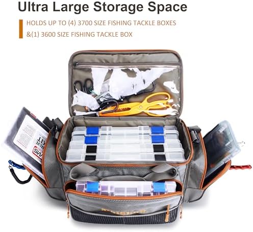 Fishing Tackle Box Bag - Fishing Bags for Saltwater or Freshwater (#Grey) Fishing Tackle Bags - Padded Shoulder Strap - Tackle Bag for 3600 3700 Tackle Box - Image 5