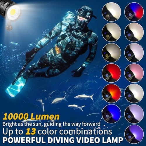 Dive Light,LetonPower TS S 10000Lumens 100m Underwater Video Light,Diving Flashlight,Waterproof Flashlight with Type-C Charging for Professional Under Water Sports - Image 2