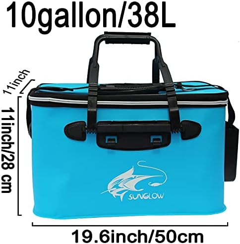 Grneric Fishing Bucket, 6Gallon/8Gallon/10Gallon Foldable Fish Bucket,Live Fish Container Multi-Functional Live Fish Bait Bucket,Outdoor Camping EVA Fishing Bag and Fish Protection Bucket - Image 2