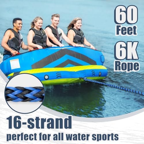 Boat Tow Rope 60ft 1-6 Riders, Floating Ropes for Towable Tubes - Image 2