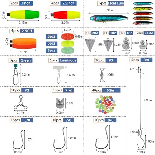 Catfish Rig Catfishing Tackle Making Kit Santee Cooper Rig with Catfish Floats Rattling Line Float Lures Peg Float Bobbers Catfish Hooks Swivels Catfish Sinker Weights Fishing Rattle Bells - Image 2