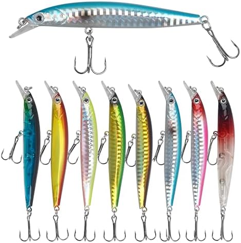 Fishing Lures Kit Crankbait Minnow Hard Bait Set Deep Diving Jerkbait Swimbait Popper Pencil Walleye Lures Artificial Fishing Bait for Bass Trout Redfish Saltwater Freshwater Fishing Lure by AGOOL