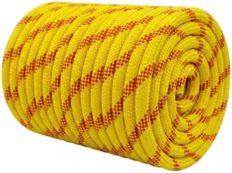 1/2 Inch Arborist Rigging Rope (100 Ft) - ASTM F2116 Certified (9,000 lbs MBS / 900 lbs SWL) - Static Polyester Bull Rope for Tree Climbing, Nautical Rigging & Swings (Yellow) by Glfcai