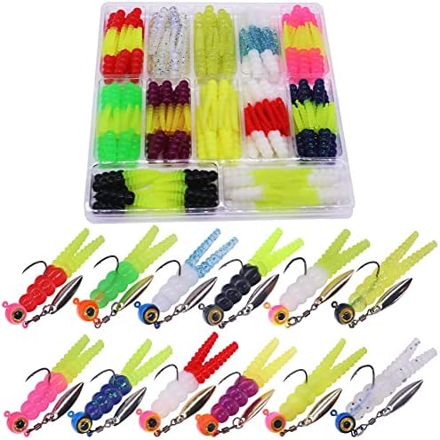 Crappie Jigs and Lures Kit -135 & 40 Piece Set with Plastics, Jig Heads, Split-Tail Grub Baits - Perfect for Crappie Fishing, Panfish Lures by XFISHMAN