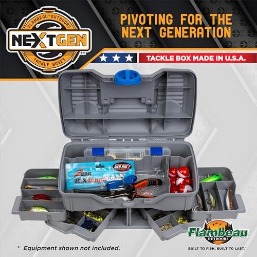 Flambeau Outdoors NextGen 4/0 Tackle Box, 4 Pivot Trays, 25-Piece Kit, Gray - Image 5