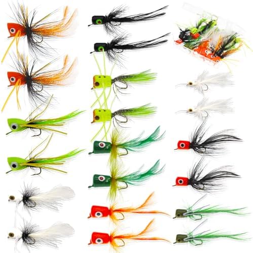 Fly Fishing Poppers Dry Flies Topwater Lures Bass Trout Kit Pro XL by Ghanneey