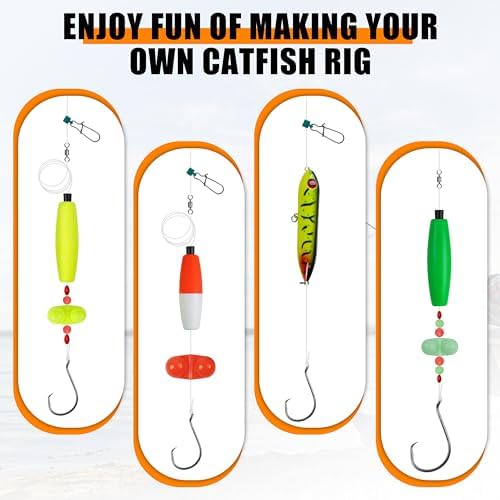 SILANON Catfish Rig Tackle Making Kit, Catfishing Tackle Accessories with Catfish Floats Catfish Hooks Swivels Fishing Rattles Bells Beads Bobber Stoppers Catfishing Gear Equipment - Image 6
