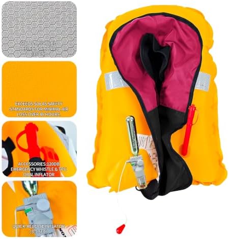 Manual Inflatable Life Jacket,Preserver PFD for Adults,Life Vest for Adults,Supports Weight up to 330 pounds - Image 2