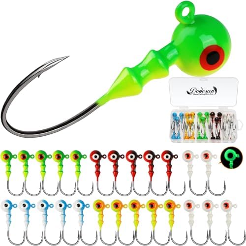 Dovesun Jig Heads for Fishing Walleye Jigs Glowing Fishing Jigs with 3D Eye by Dovesun