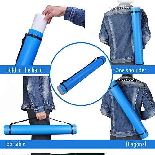DEWEL Document Tube,Plastic Expanding Poster/Art/Document Storage Tube 24.5 to 40 inches Adjustable with Carrying Strap Waterproof and Light-Resistance Telescoping Carrying Case (Blue-Large Size) - Image 6