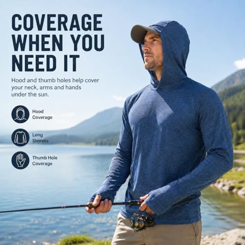OYGSieg 4 Pack Men's Sun Hoodies UPF50+ Fishing Shirts Athletic Rash Guard - Image 5