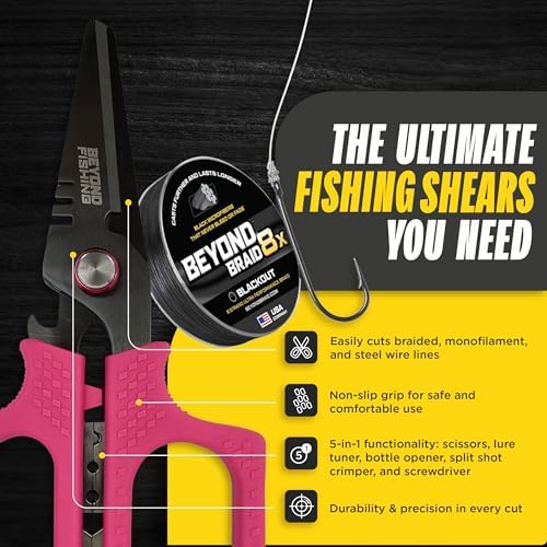 Beyond Fishing 6.5" Pro Fishing Shears Dual Serrated Blades, Fishing Braided Line Scissors with Titanium Coating, Non-Slip Grip & Multifunction Tool, Includes Hard Molded Locking Sheath - Image 3
