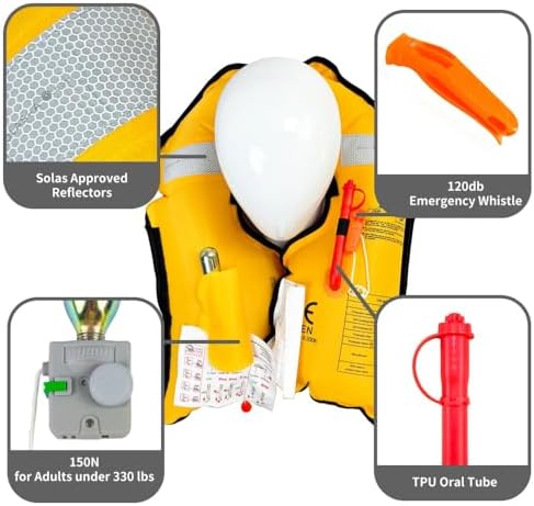 Manual Inflatable Life Jacket|Life Vest for Adults|PFD Low Profile|Supports up to 330 lbs(YSH700) - Image 2