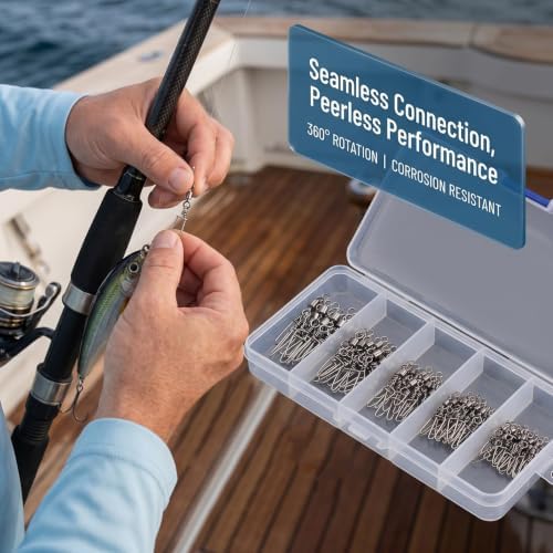 MOBOREST Fishing Swivels Snap Swivels Barrel Swivels with Snaps - Image 4