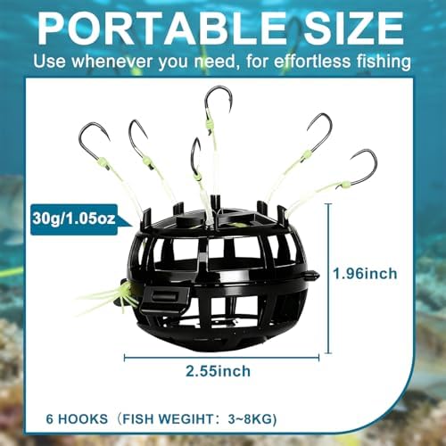 Keenjorika Reverse Bottom Bait Fishing Rig, 360° Floating Bait Cage 6 Hook Set for Tilapia, Carp, Bass, Trout & Catfish, Anti-Snag Design Fishing Tackle for Freshwater Saltwater, Fishing Lover Gifts - Image 5
