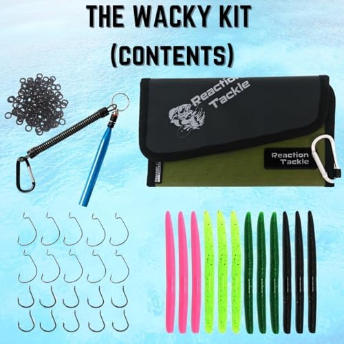 Reaction Tackle Wacky Rig Tool and O-Rings for Soft Plastic Worms, Bass Fishing Wacky Rig and Neko Rig Stick Bait Setup for Largemouth and Smallmouth - Image 2
