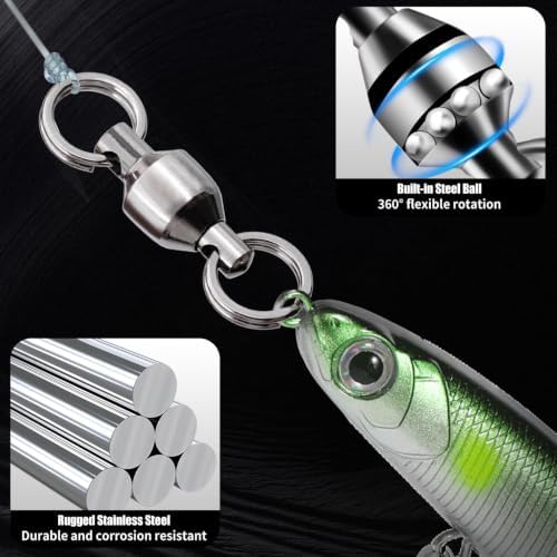 FishTrip 25/50pcs Ball Bearing Swivels with Split Rings for Saltwater - Image 4