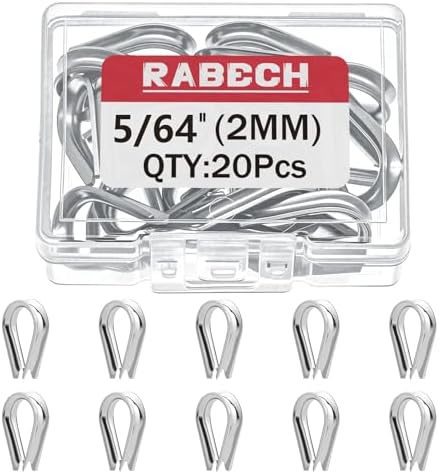 M2 5/64 Inch Wire Rope Thimble 5/64" Stainless Steel Thimbles for Wire Rope Cable Thimble Rigging (Pack of 20Pcs) by RABECH