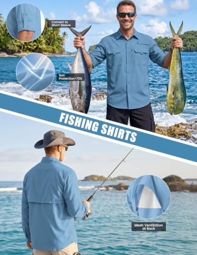 WULFUL Men's Sun Protection Fishing Shirts UPF 50+ Lightweight Quick Dry Cooling Long Sleeve Shirts for Work Hiking Safari - Image 3