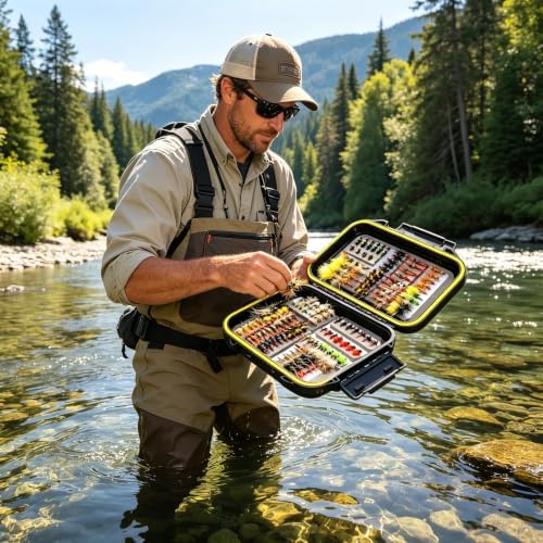 Fly Fishing Flies Assortment Kit Dry Wet Nyphms Tenkara Popper Streamer Woolly Bugger for Trout Bass Salmon Steelhead with Fly Box for Outside - Image 6