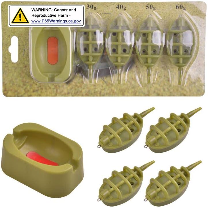 Carp Fishing Method Feeders Set,4pcs Inline Method Feeders with 1pc Quick Release Mould Bait Holder Tool Carp Fishing Tackle Accessories - Image 5
