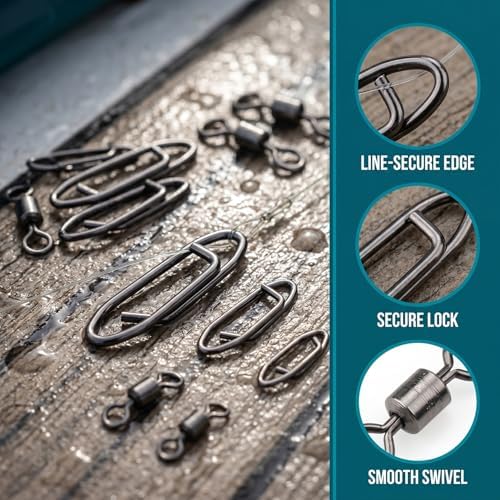 MOBOREST Fishing Swivels Snap Swivels Barrel Swivels with Snaps - Image 3