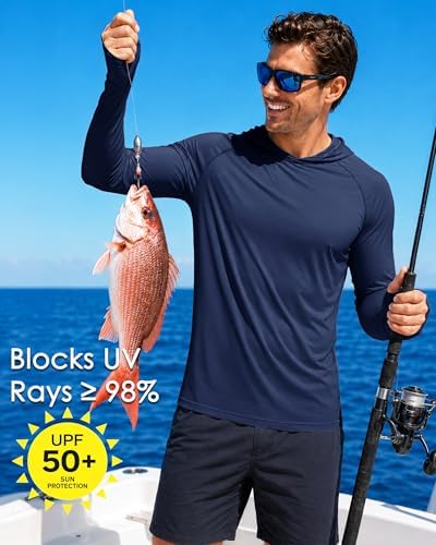 Boladeci Men's UPF 50+ Sun Protection Lightweight Hoodie Shirts Long Sleeve Fishing Shirt SPF UV Hiking Swim - Image 3