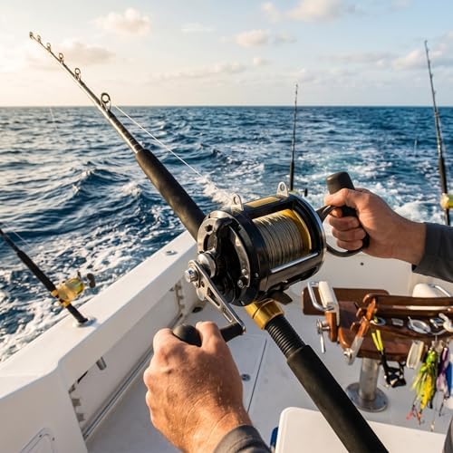 VBESTLIFE TR12000 All Metal Trolling Fishing Reel, 3.4:1 Speed Ratio Carbon Fiber Brake Washer Trolling Reel for Offshore Boat Saltwater Angler - Image 3