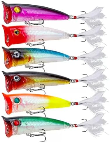 Popper Fishing Lures Topwater Hard Baits Swimbait with Treble Hook by FANGBLUE