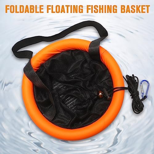 Dovesun Floating Fishing Basket, Collapsible Fishing Net Portable Nylon-mesh | Coated Nylon Net Bait Storage Cage for Keeping Crayfish Minnows Leaches and Other Live Baits - Image 2