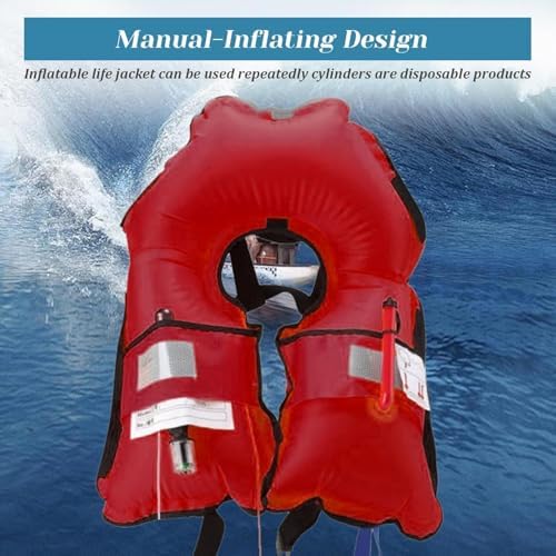 2-Pcs Automatic Inflatable Life Jacket,Adjustable Nylon Swim Vest with CO2 Inflation, Reflective Strips & Safety Buckle,Gas Cylinders Not Included. - Image 4