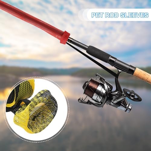 PATIKIL Rod Sock, Fishing Rod Sleeve Cover Braided Mesh Pole Protector Gloves Fishing Tools Pointed End for Spinning Fishing Rod Fly Rod Ice Rod Casting Rod - Image 5