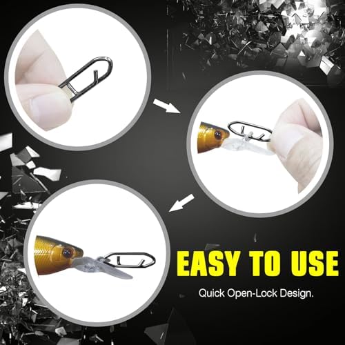 AMYSPORTS High Strength Fishing Snap Saltwater Stainless Connector Snaps Swivels Tackle Steel Power Fishing Clip Lure Quick Change Black Nickel - Image 3
