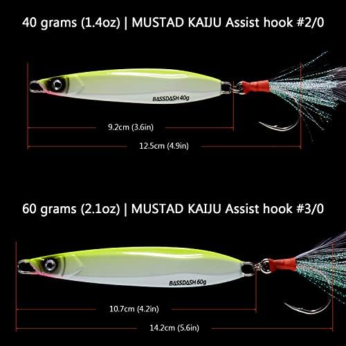 BASSDASH STIX Casting Jig Lure Vertical Slow Jigging Lures Mustad Hooks 0.7oz 1.1oz 1.4oz 2.1oz 2.8oz 3.9oz Mustad Hooks for Saltwater Freshwater Kayak Boat Shore Fishing, 3-Pack - Image 6